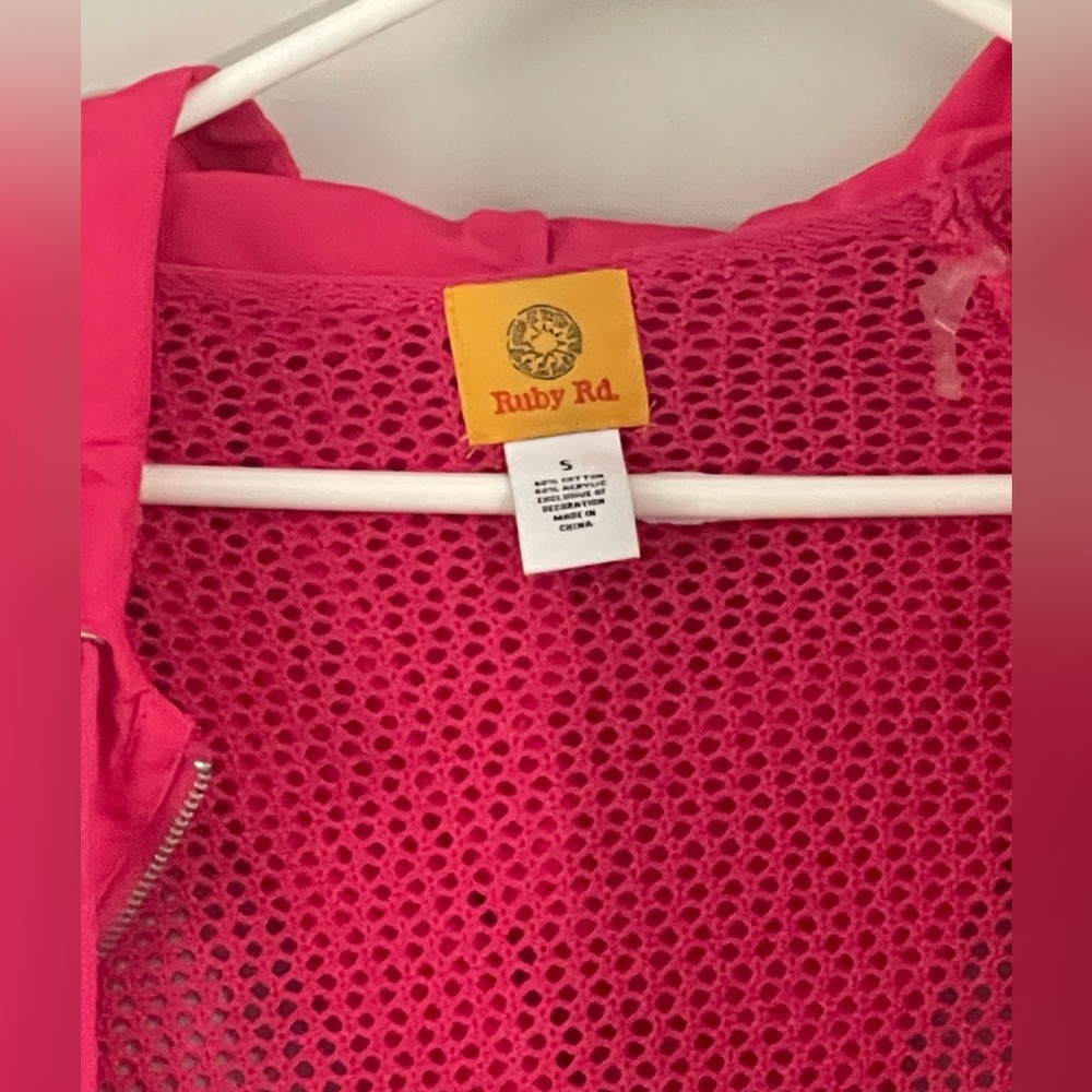 Ruby Rd. Pink Mesh Zip-up Jacket S - Picture 2 of 5